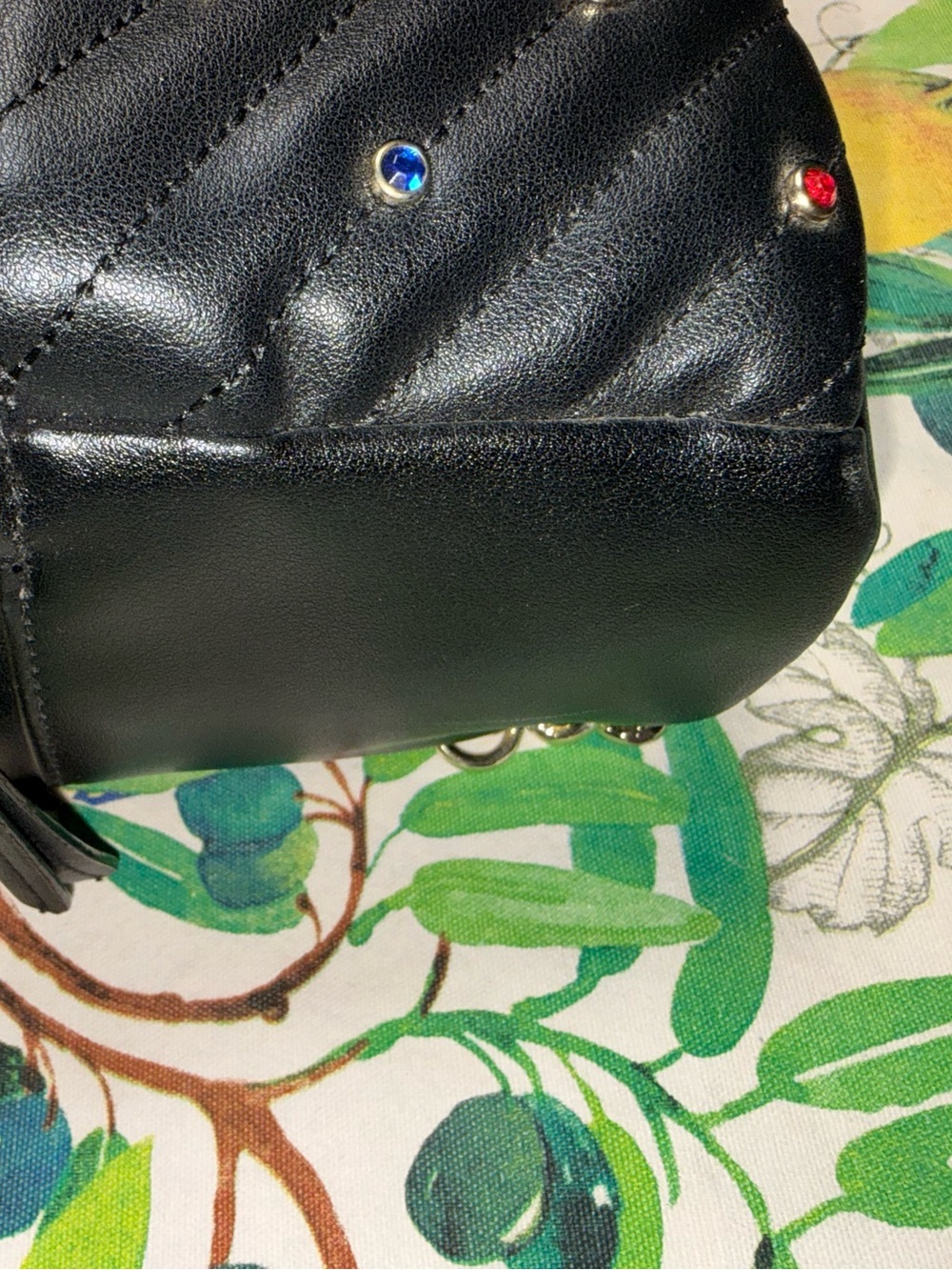 Victoria's Secret Black Quilted Backpack with Multicolored Studs - Picture 3 of 8